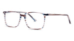 Pair of eyeglasses with a multicolored frame on a white background