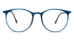 Blue eyeglasses on a white background