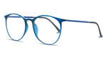 Blue eyeglasses on a white background