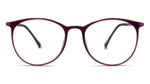 Purple eyeglasses on a white background