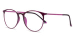 Purple eyeglasses on a white background