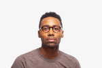 Tortoise Alpha eyeglasses by Chemistrie worn by male model, front view