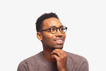 Tortoise Alpha eyeglasses by Chemistrie worn by male model, side view