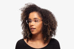 Crystal Blair eyeglasses by Chemistrie worn by female model, side view