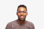 Grey Bravo eyeglasses by Chemistrie worn by male model, front view