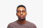 Tortoise Casey eyeglasses by Chemistrie worn by male model, front view