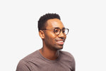 Tortoise Casey eyeglasses by Chemistrie worn by male model, side view