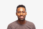 Silver Codie eyeglasses by Chemistrie worn by male model, front view