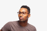 Tortoise Emilio eyeglasses by Chemistrie worn by male model, front view