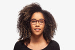 Violet Grace eyeglasses by Chemistrie worn by female model, front view