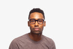 Crystal Blue Jack eyeglasses by Chemistrie worn by male model, front view