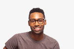Tortoise Kyle eyeglasses by Chemistrie worn by male model, front view