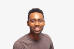 Amber Tortoise Miller eyeglasses by Chemistrie worn by male model, front view