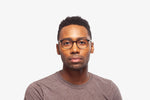 Green Ryan eyeglasses by Chemistrie worn by male model, front view
