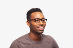 Tortoise Sean eyeglasses by Chemistrie worn by male model, side view
