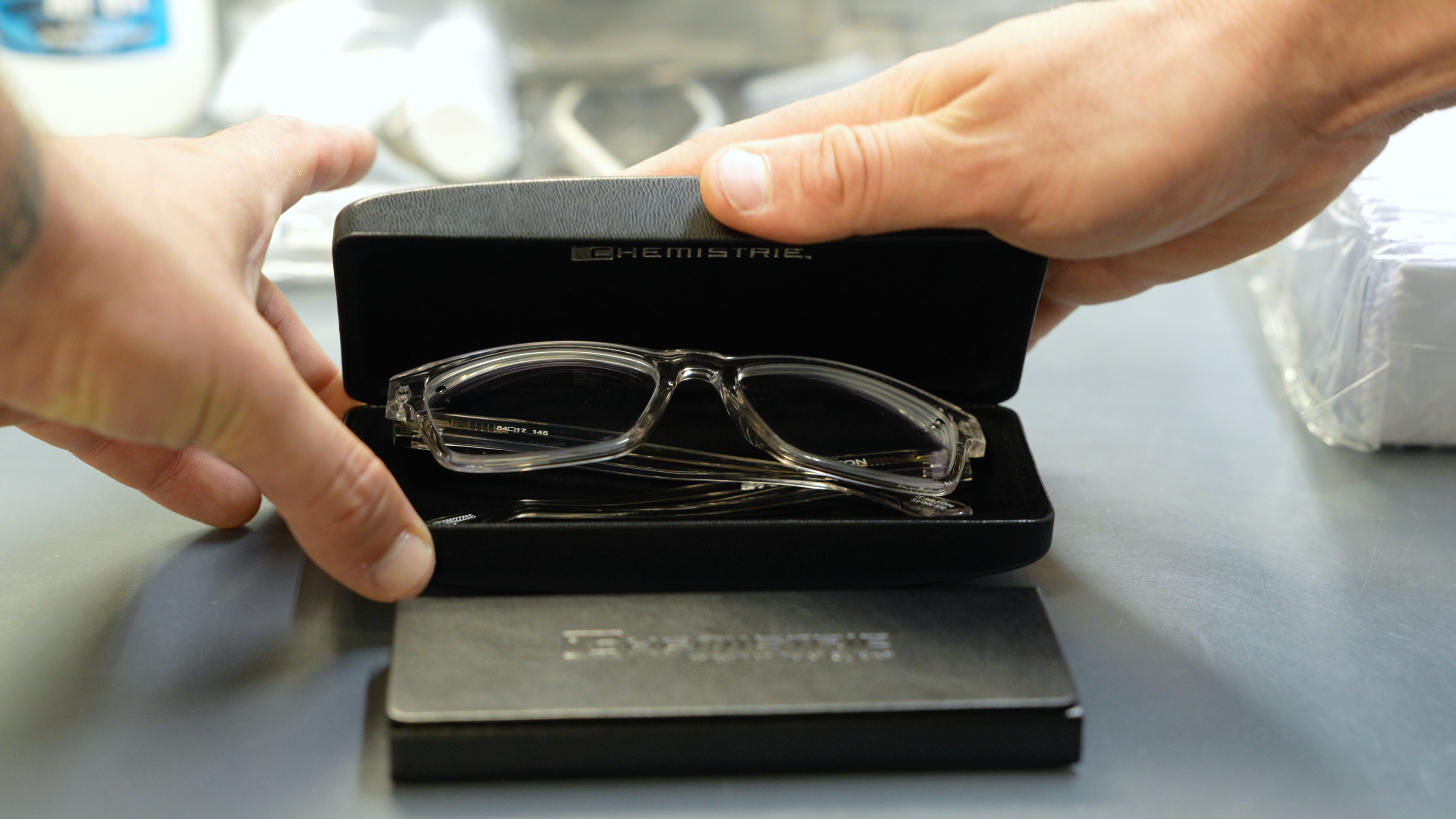 Person experiencing light sensitivity relief